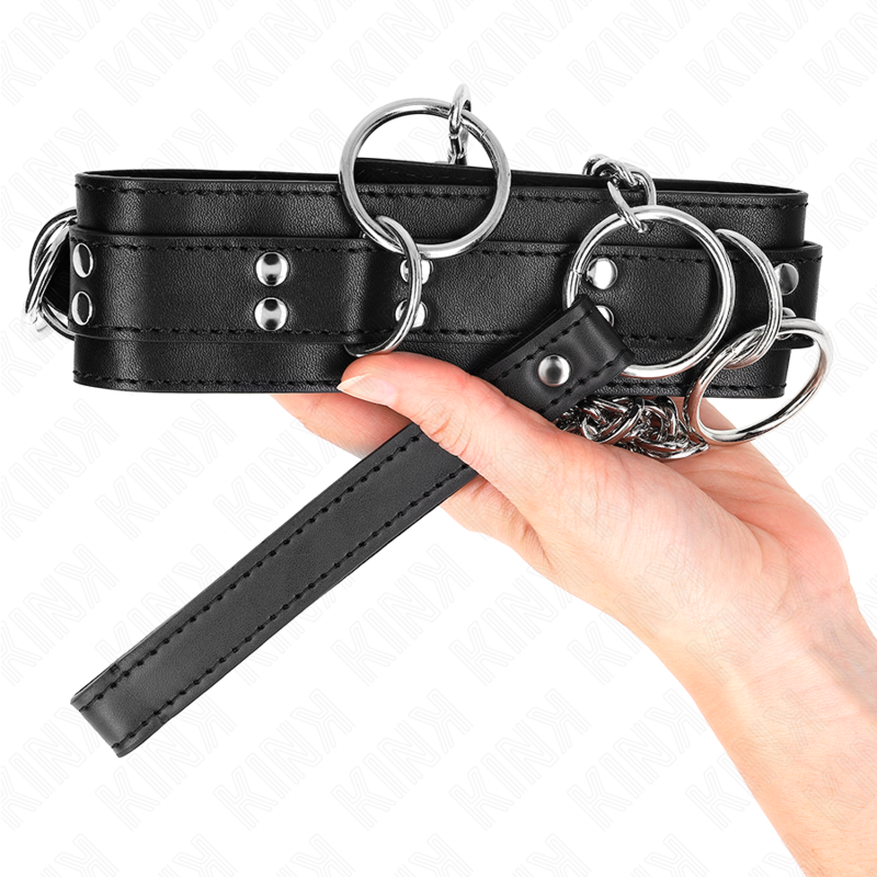 KINK - 3-Ring-Sklavenhalsband mit Riemen 80 cm 53 x 5 cm