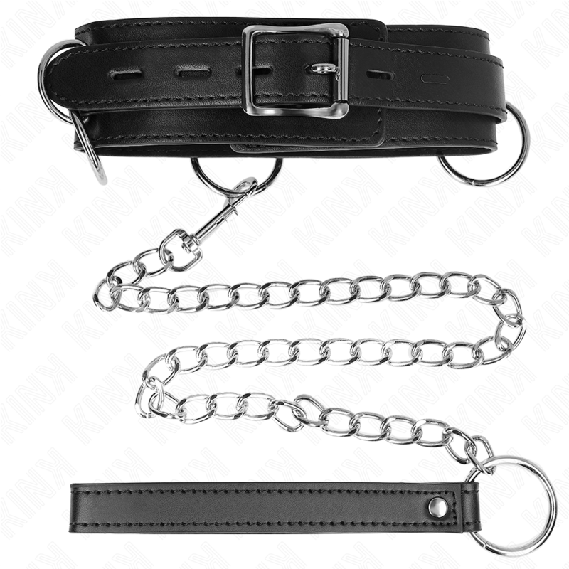 KINK - 3-Ring-Sklavenhalsband mit Riemen 80 cm 53 x 5 cm