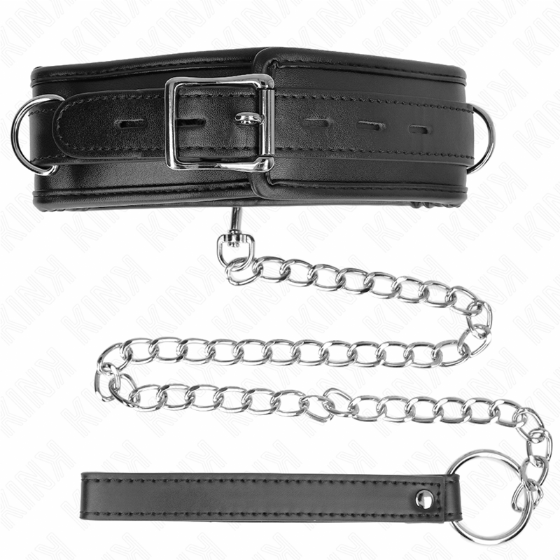 KINK - Halskette mit Armband, Kunstleder, 3-teilig, verstellbar, 37-54 cm x 3 cm