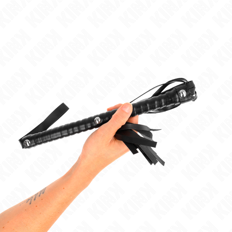 Fouet BDSM Manche Texturé Cuir et PVC 48,5 cm - Kink