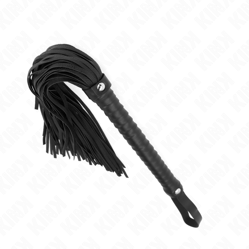 Fouet BDSM Manche Texturé Cuir et PVC 48,5 cm - Kink