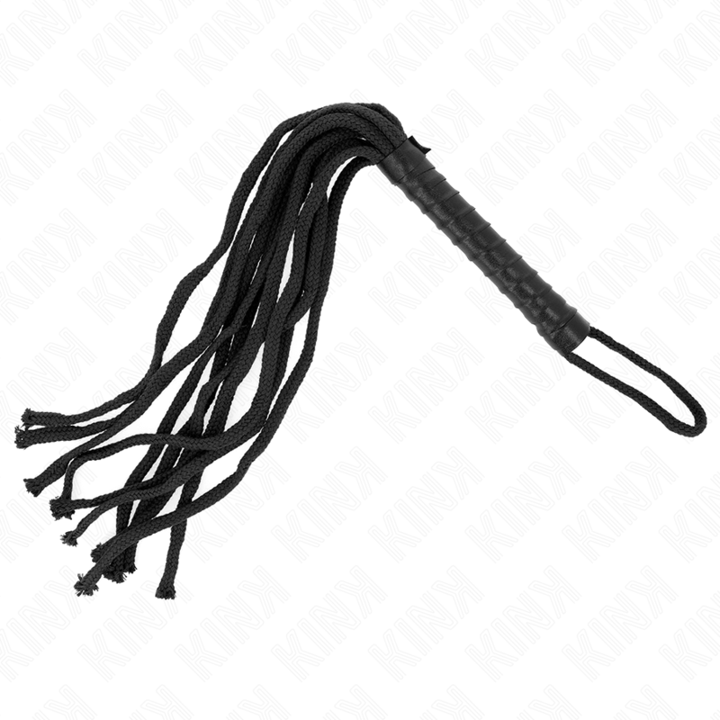 Fouet BDSM Corde Tressée 56 cm Poignée Ergonomique - Kink
