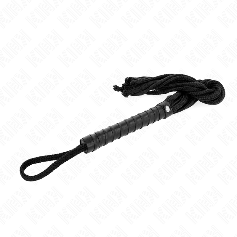Fouet BDSM Corde Tressée 56 cm Poignée Ergonomique - Kink