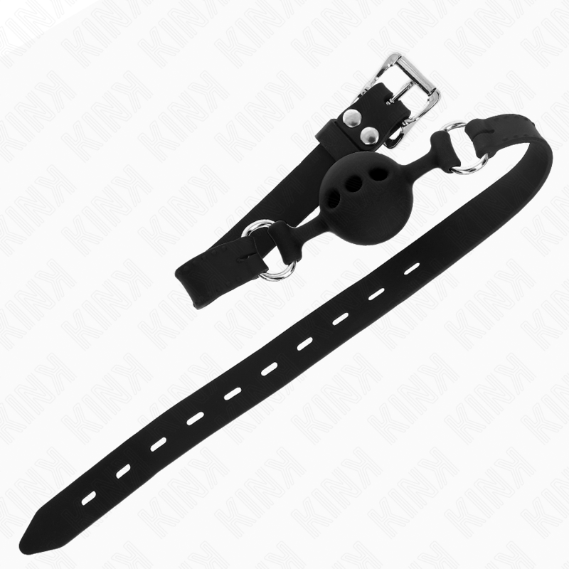 Vollsilikon Knebel 55 x 2 cm mit 4 cm Hoden Größe S schwarz verstellbar 35-51 cm