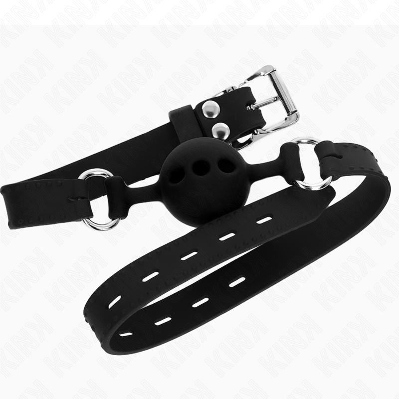 Vollsilikon Knebel 55 x 2 cm mit 4 cm Hoden Größe S schwarz verstellbar 35-51 cm