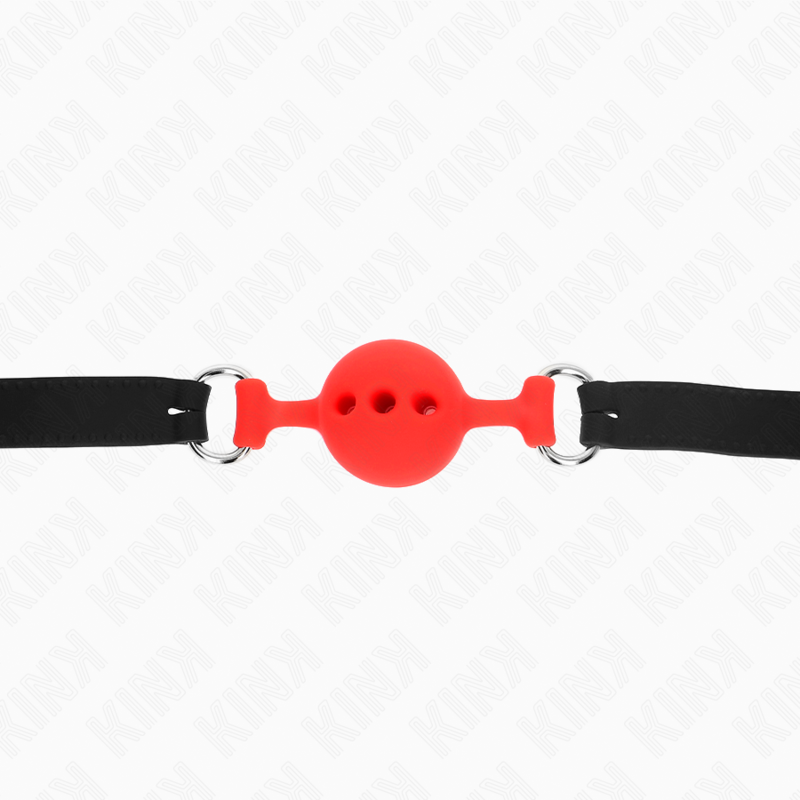 KINK – Knebel aus Vollsilikon, 55 x 2 cm, mit 4 cm Kugel, Größe S, rot, verstellbar von 35 bis 51 cm