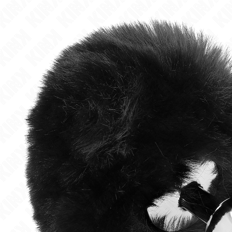 KINK – Flaschenverschluss aus Edelstahl, 7 x 3 cm, mit 8 cm langem, schwarzem Kunstfell-Hasenschwanz