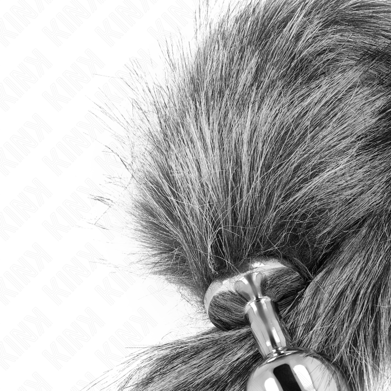 KINK - Analplug Größe M 8 x 3,5 cm mit 40 cm langem Kunstschwanz, grau