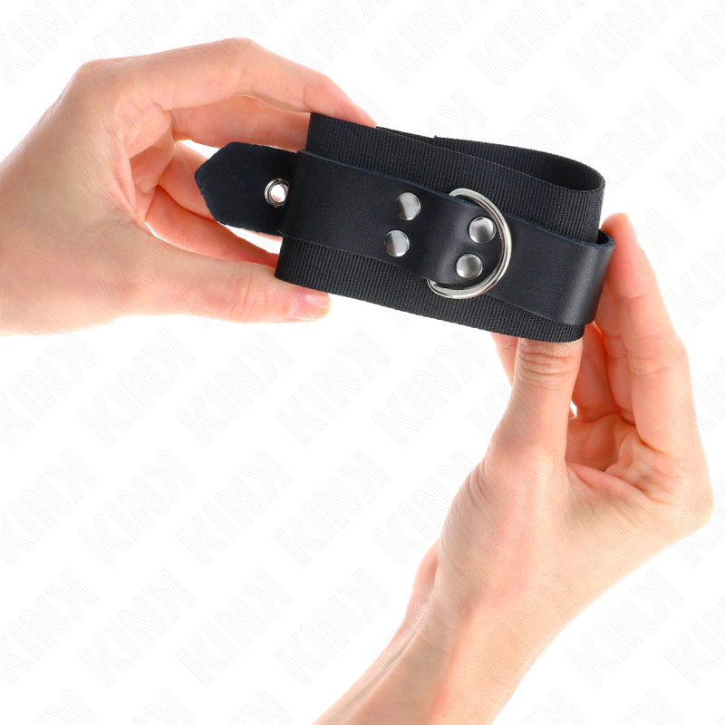 Schwarze Handgelenkstütze aus Nylon mit verstellbarem schwarzem Ledergürtel 19-29 cm x 5,1 cm
