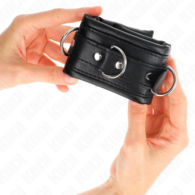 KINK – Schwere Handgelenkstützen, mit schwarzem Fell gefüttert, verstellbar, 20–30 cm x 6 cm