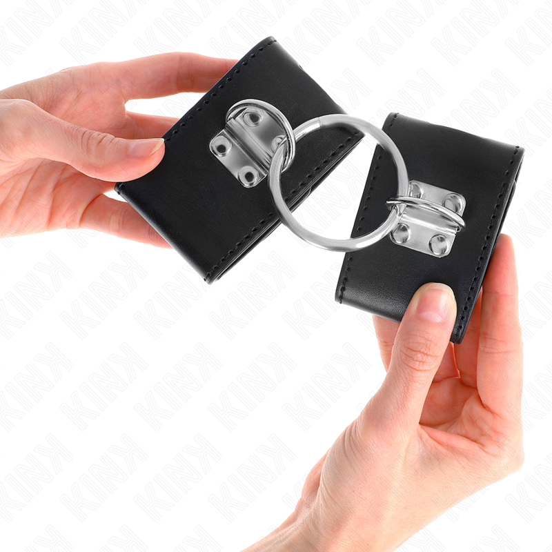 KINK – Feste Handgelenkstützen mit Ring- und Vorhängeschlossverschluss, Schwarz, verstellbar, 16–23 cm x 5,5 cm