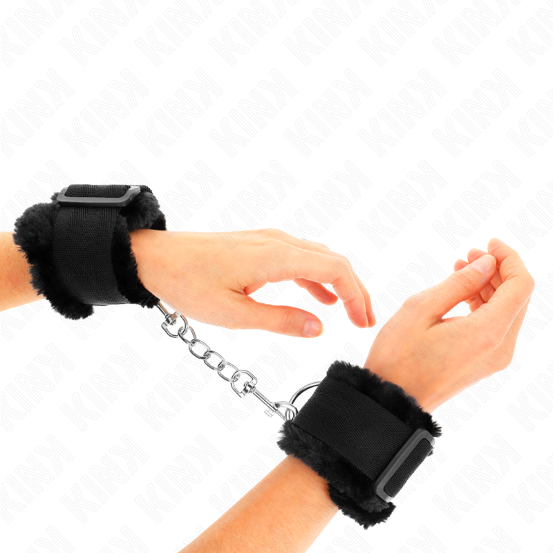 Menottes BDSM Doublées Fourrure Réglables 17-31 cm - Kink