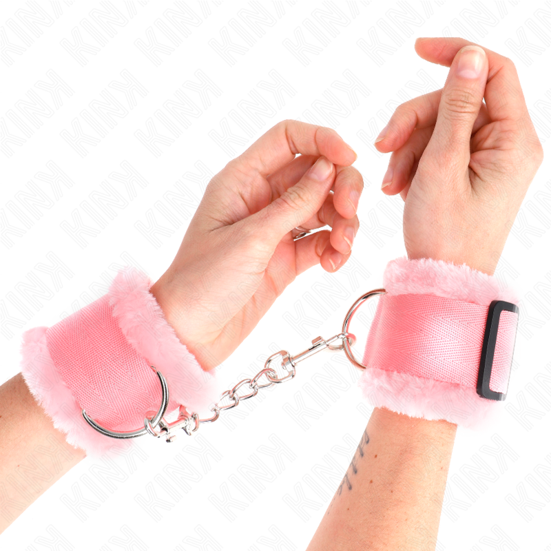 Menottes BDSM Doublées Fourrure Réglables 17-31 cm - Kink