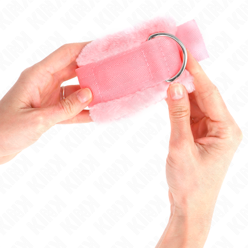 Verstellbare, mit rosa Fell gefütterte Handgelenkstützen 17–31 cm x 7 cm
