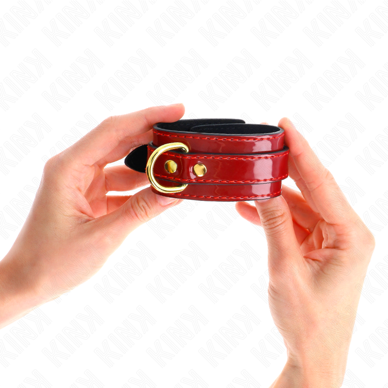 Joanna Angel Rote verstellbare Manschetten mit Goldkette, 16,5–26 cm x 4 cm