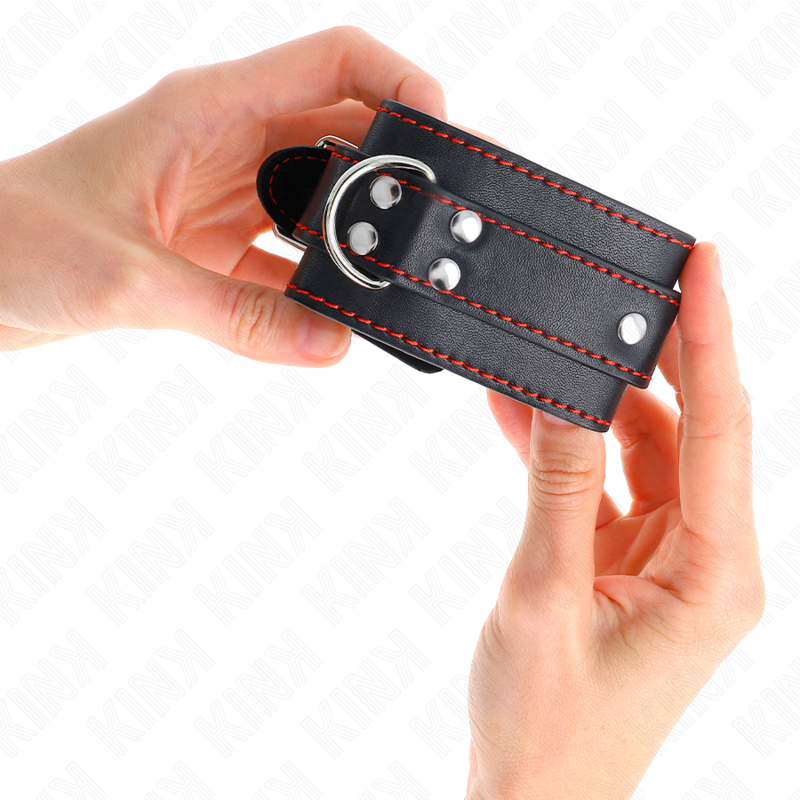Schwarze Handgelenkstütze mit verstellbarem rotem Futter 20-28 cm x 5,5 cm