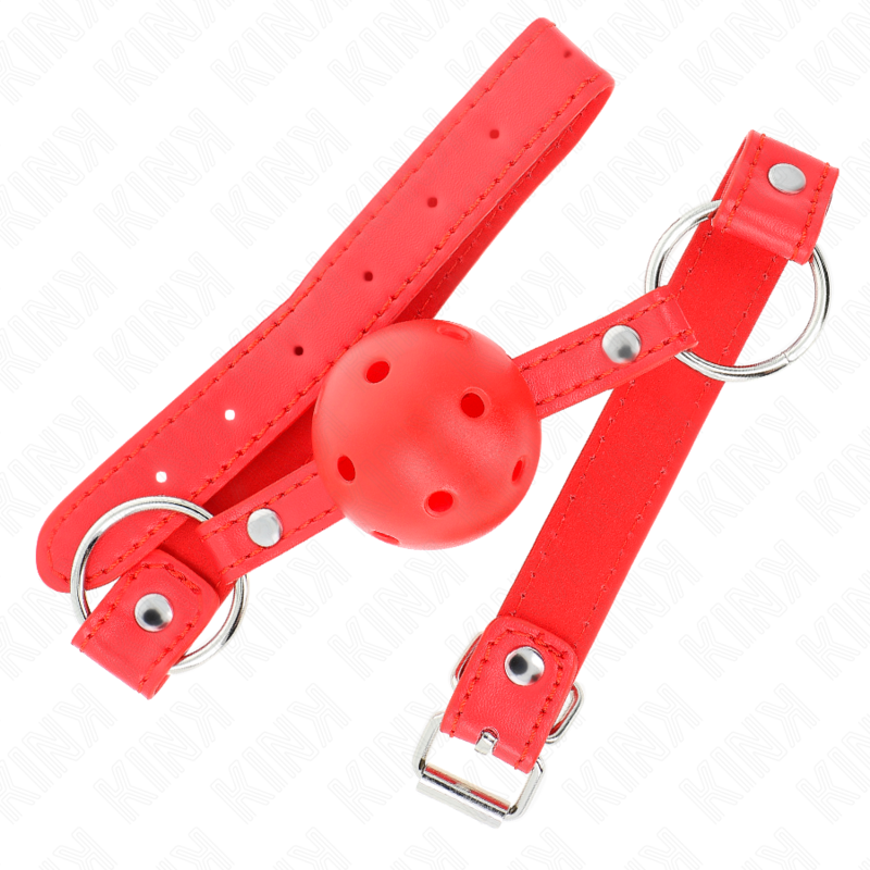 KINK – Atmungsaktiver 4 cm Stab mit Doppelniete, Modell 1, Rot, 62,5 x 2,5 cm, verstellbar von 42 bis 58 cm