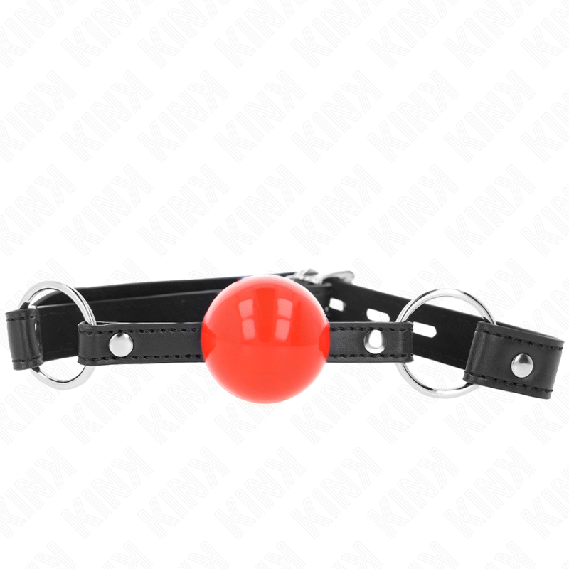 KINK – 4 cm Ballknebel mit rotem Ballverschluss, schwarzes Armband 60 x 2 cm