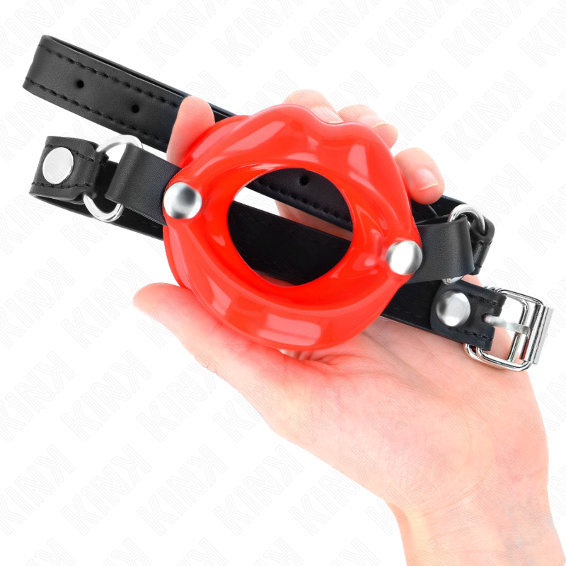 Bâillon Ball Gag Lip avec Sangle Cuir Ajustable - Kink