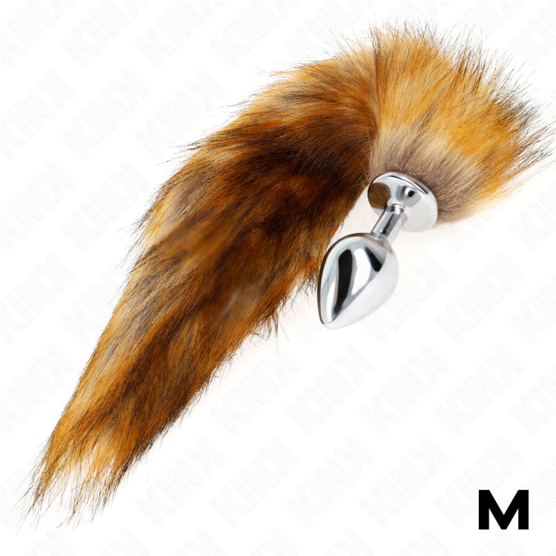KINK - Analplug Größe M 8 x 3,5 cm mit 40 cm langem braunem Synthetikschwanz