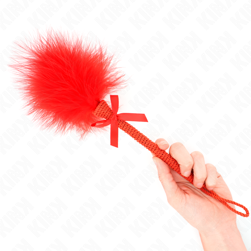 Plumeau Fétichiste Double Sensation Plumes Nœud Nylon 25 cm - Kink