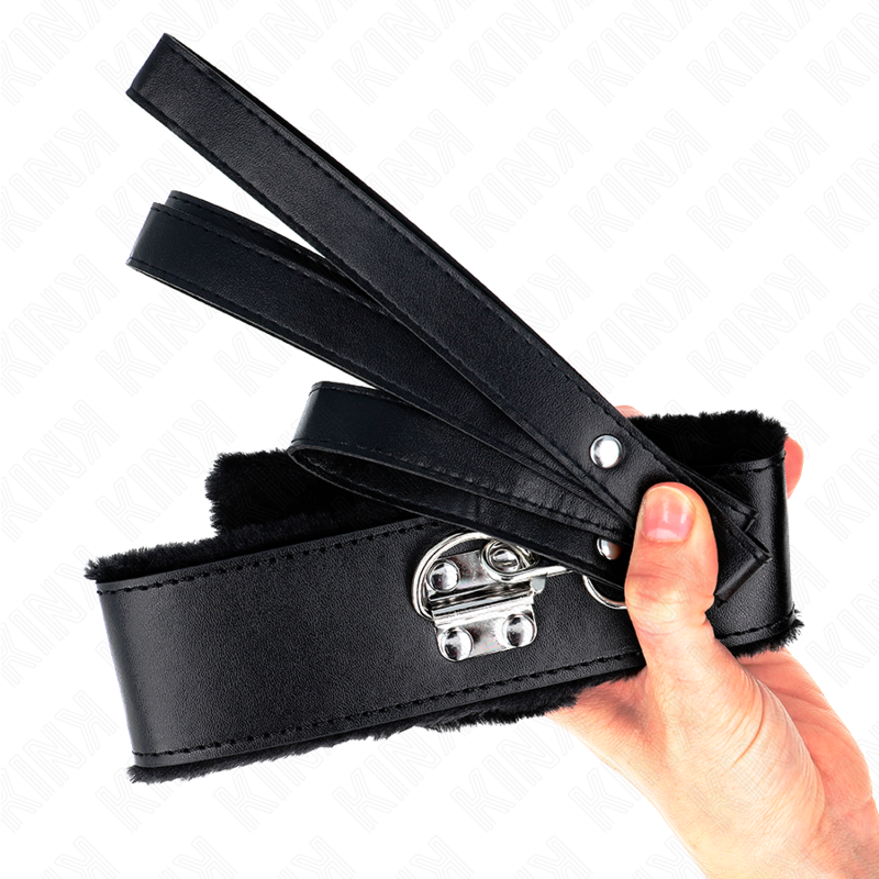 Halsband mit Leine 116 cm mit silbernen Nieten Modell 4 schwarz verstellbar 40-48 cm x 6 cm