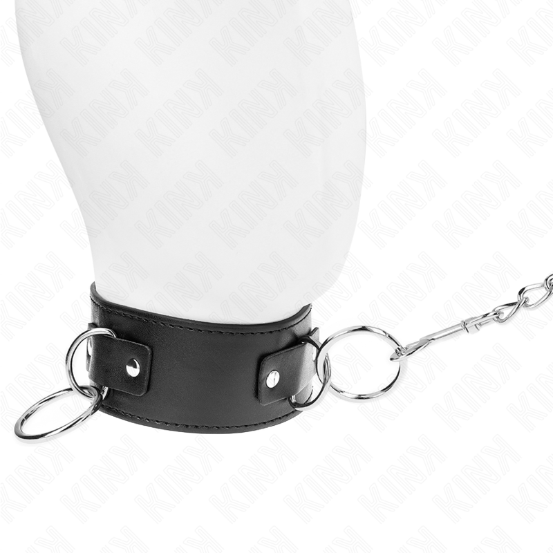 KINK - Halsband mit Leine, 65 cm, 3 Ringe, Modell 2, verstellbar 36-43 cm x 5 cm