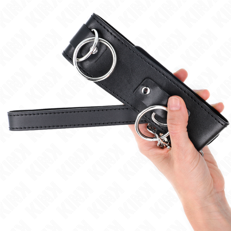 KINK - Halsband mit Leine, 65 cm, 3 Ringe, Modell 2, verstellbar 36-43 cm x 5 cm