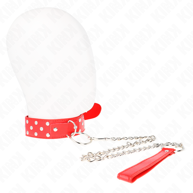 Collier BDSM Rivets Anneau Central Cuir Ajustable 36-50 cm - Kink
