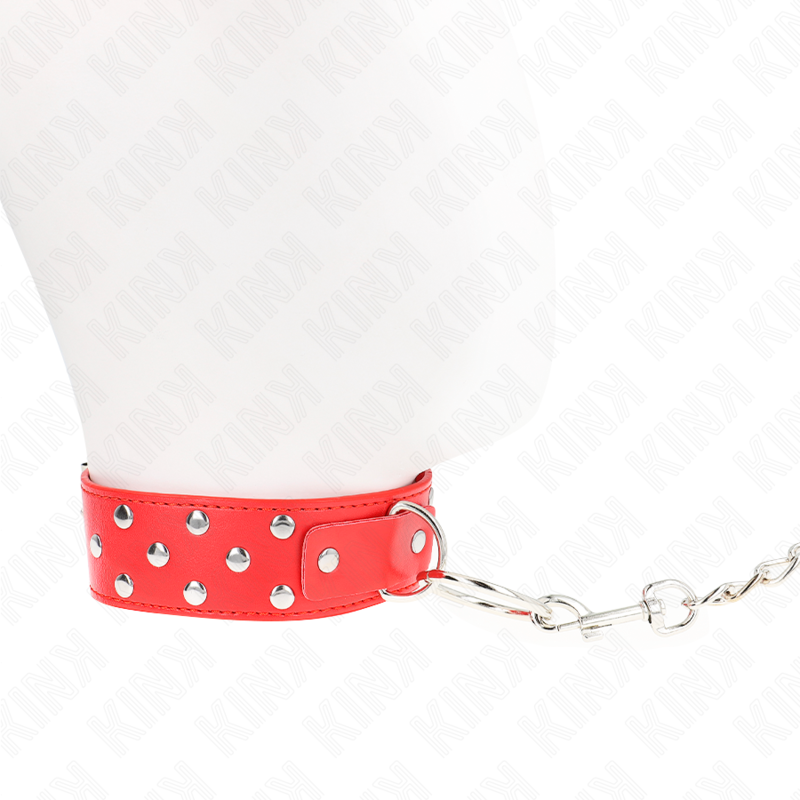 Collier BDSM Rivets Anneau Central Cuir Ajustable 36-50 cm - Kink