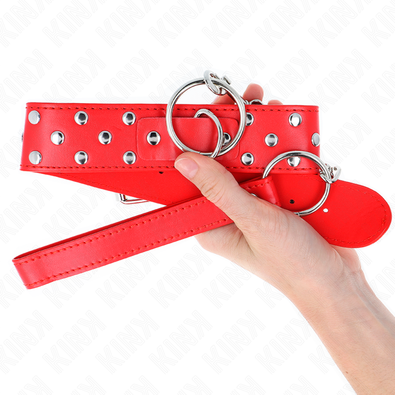 Collier BDSM Rivets Anneau Central Cuir Ajustable 36-50 cm - Kink