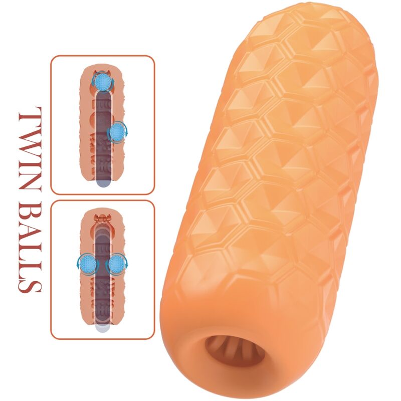 Orangefarbener männlicher Masturbator mit Doppelkugel