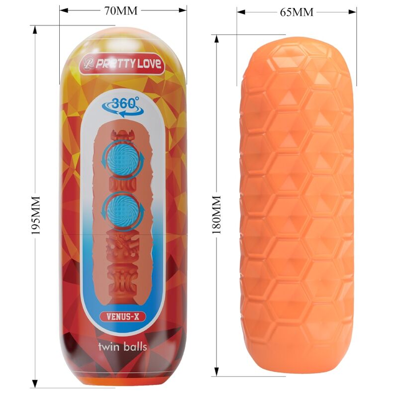 Orangefarbener männlicher Masturbator mit Doppelkugel