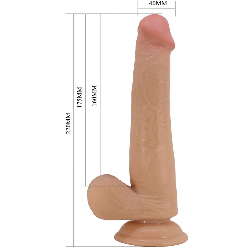 Gode Ventouse Réaliste 22 cm Peau Coulissante Noyau Vertébral - Pretty Love