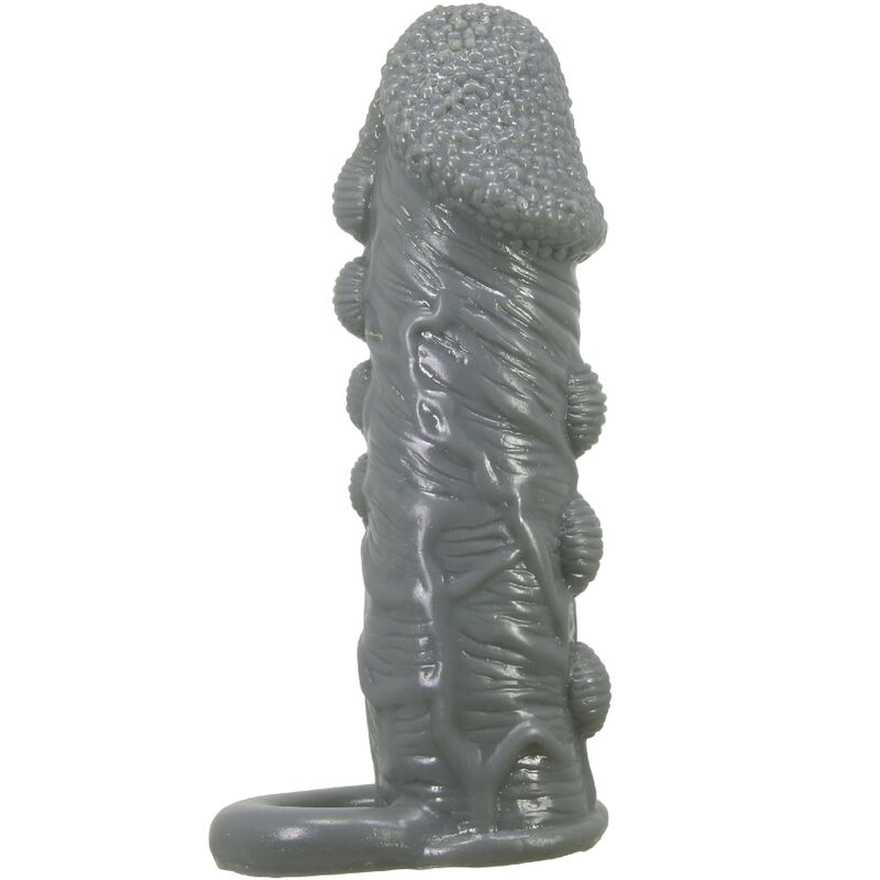 Gaine à Pénis Réaliste Texturée avec Sangle Testicules Gris - Pretty Love
