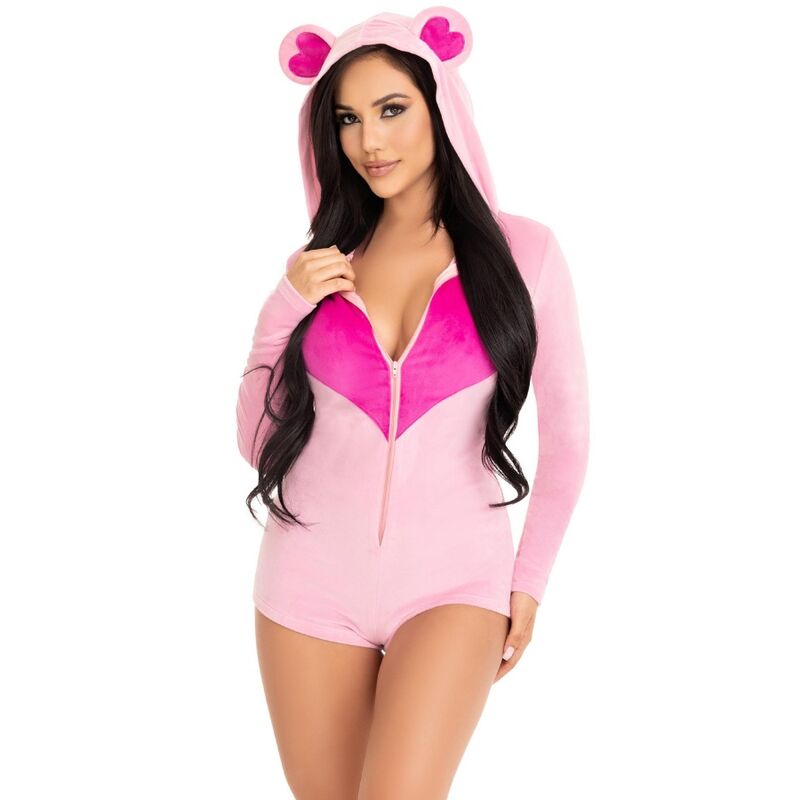 Rosa Teddybär Samt Bodysuit m