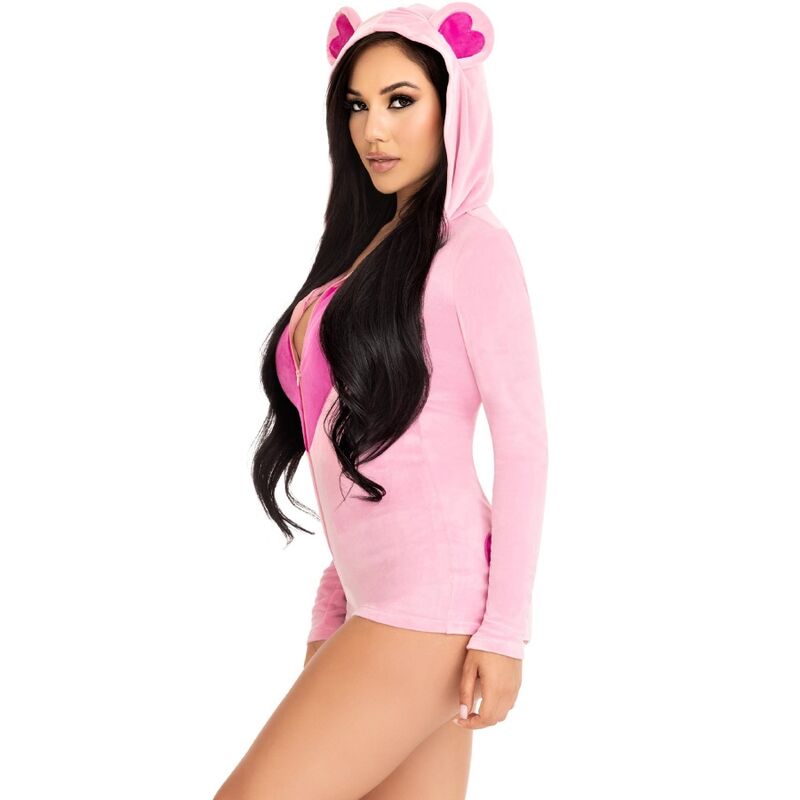 Rosa Teddybär Samt Bodysuit m