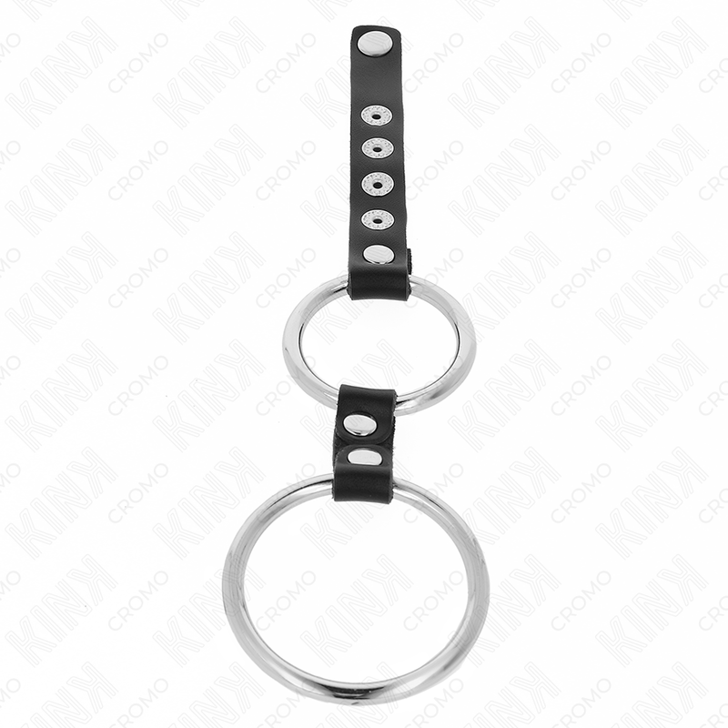 KINK – DOPPELTER METALL-PENISRING VON 3,8 CM BIS 5 CM, MIT LEDER VERBUNDEN