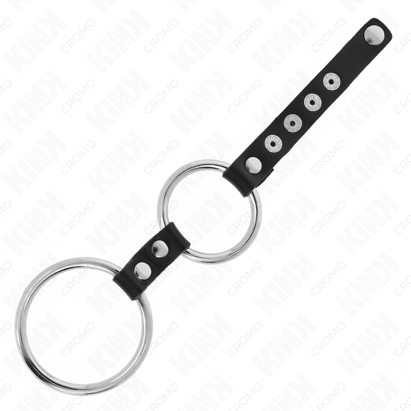 KINK – DOPPELTER METALL-PENISRING VON 3,8 CM BIS 5 CM, MIT LEDER VERBUNDEN