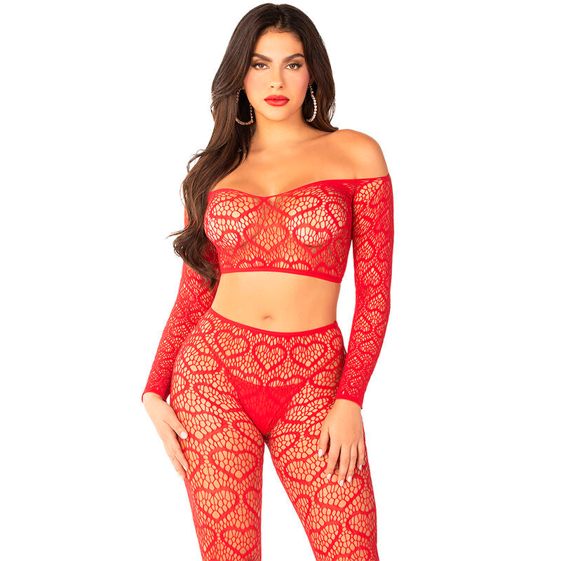 LEG AVENUE - CROP-TOP + ROTE HOSE EINHEITSGRÖSSE