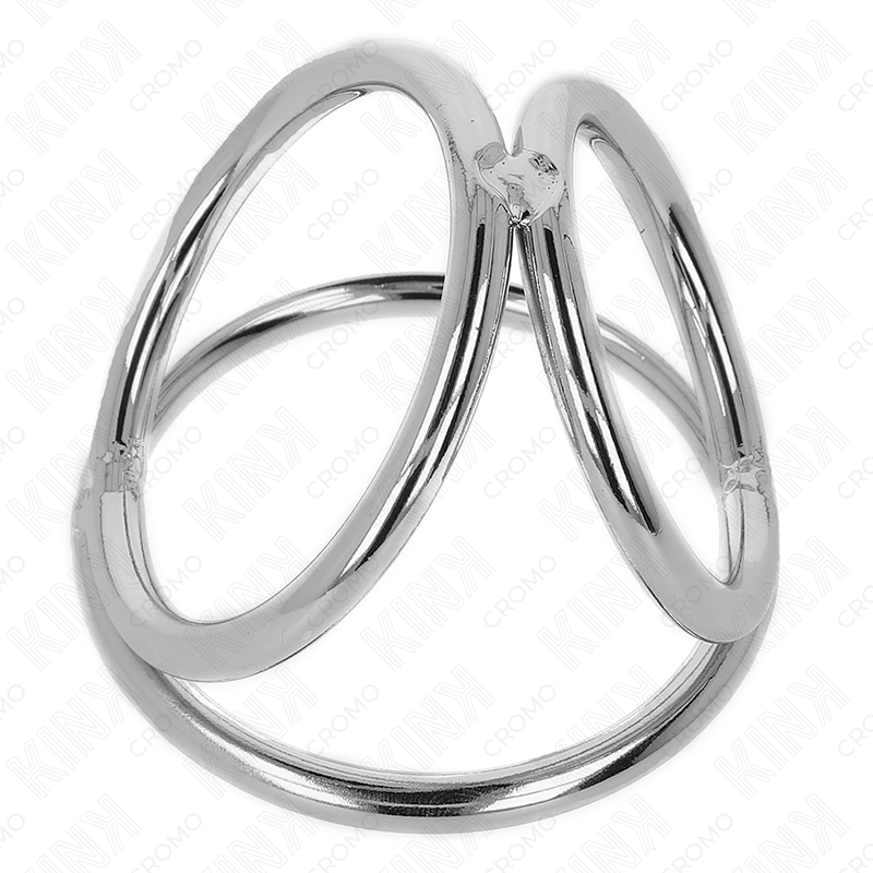 KINK – Dreifacher Penisring aus verchromtem Metall, 3,8 cm bis 5 cm, Modell 2