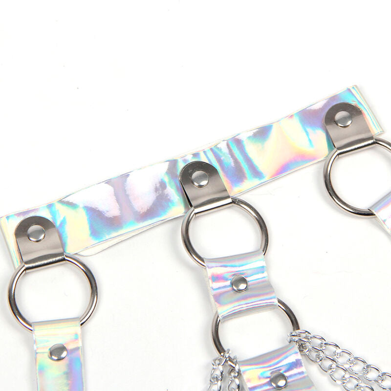 SUBBLIME - 953737 Brustgeschirr mit Ringen und silbernen Ketten, Einheitsgröße