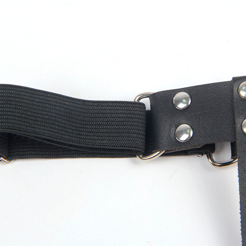 SUBBLIME - 953744 Verstellbarer schwarzer Punk-Strumpfhalter aus Leder, Einheitsgröße