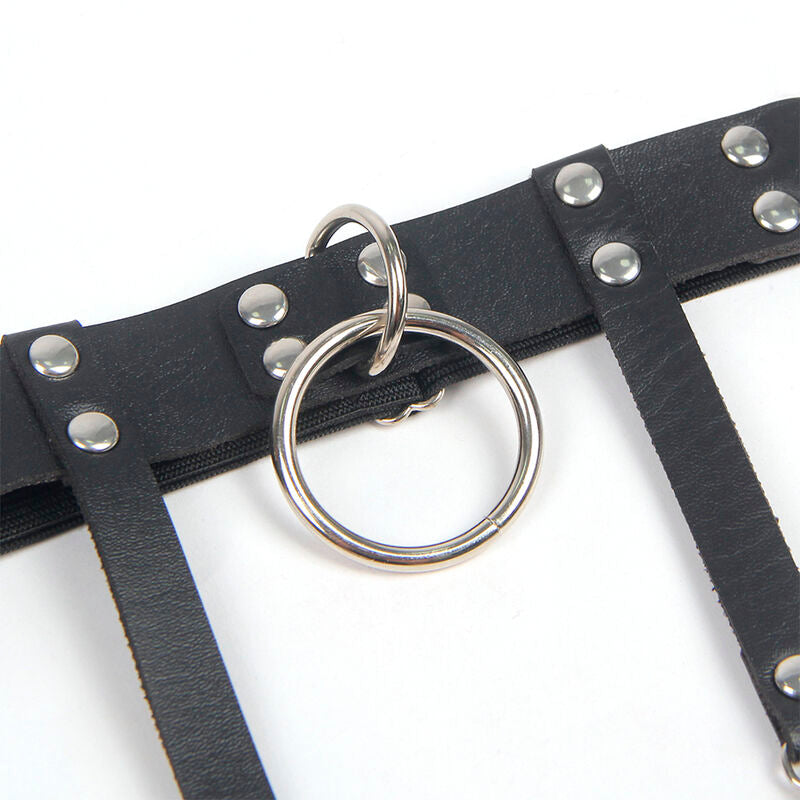 SUBBLIME - 953744 Verstellbarer schwarzer Punk-Strumpfhalter aus Leder, Einheitsgröße