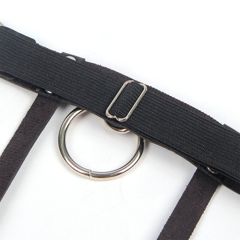 SUBBLIME - 953744 Verstellbarer schwarzer Punk-Strumpfhalter aus Leder, Einheitsgröße