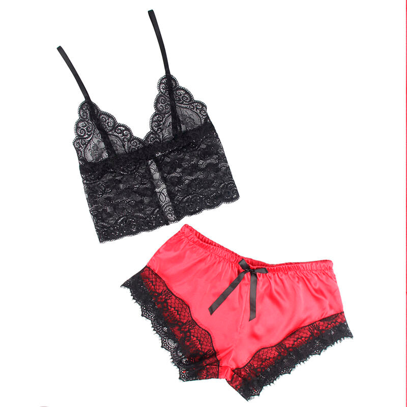 Ensemble Nuisette Satin et Pantalon Dentelle 2 Pièces - Subblime