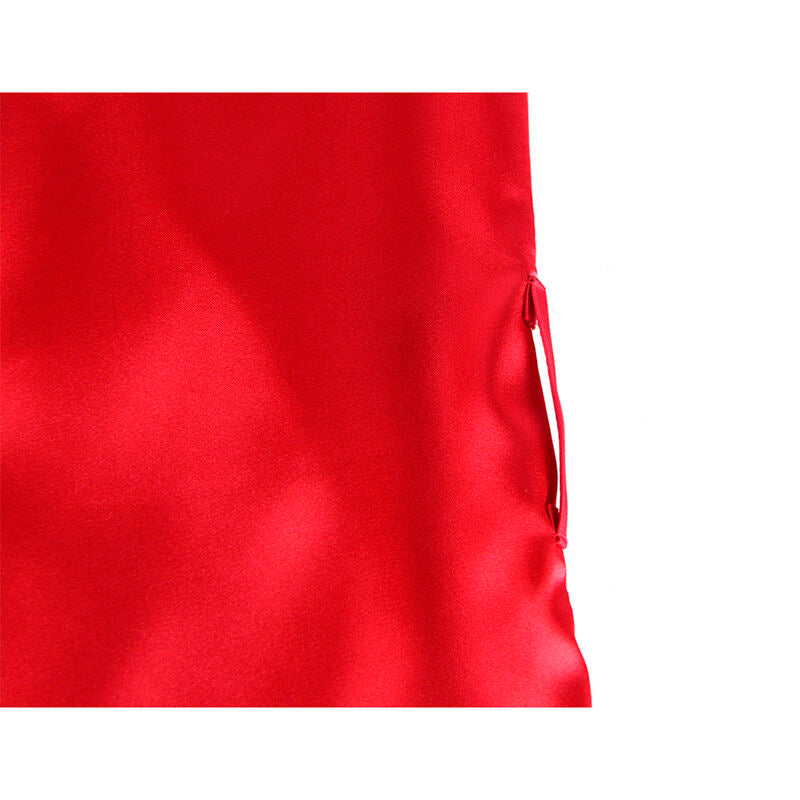954017 transparentes Camisole mit Spitzenrücken + rot/schwarzer Tanga s/m