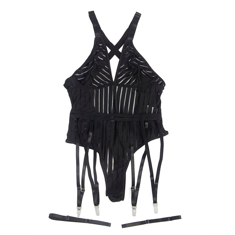 SUBBLIME - 954154 Body mit Strumpfhalter, schwarz, Größe L/XL