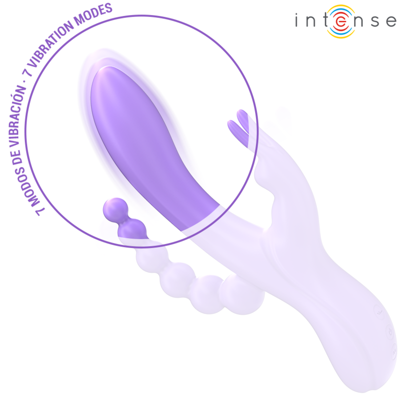 INTENSIV - MIKO DREIFACH-KANINCHENVIBRATOR &amp; STIMULATOR &amp; ANAL 7 VIBRATIONEN LILA