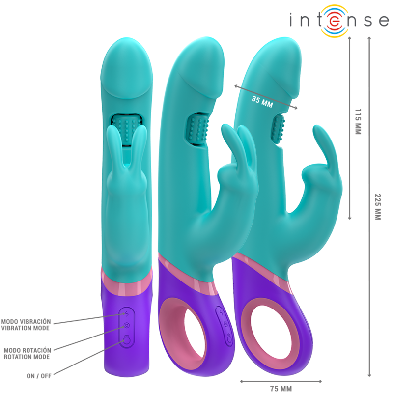 INTENSE - MONICA RABBIT VIBRATOR MIT ROTIERENDEM G-PUNKT-STIMULATOR, BLAU